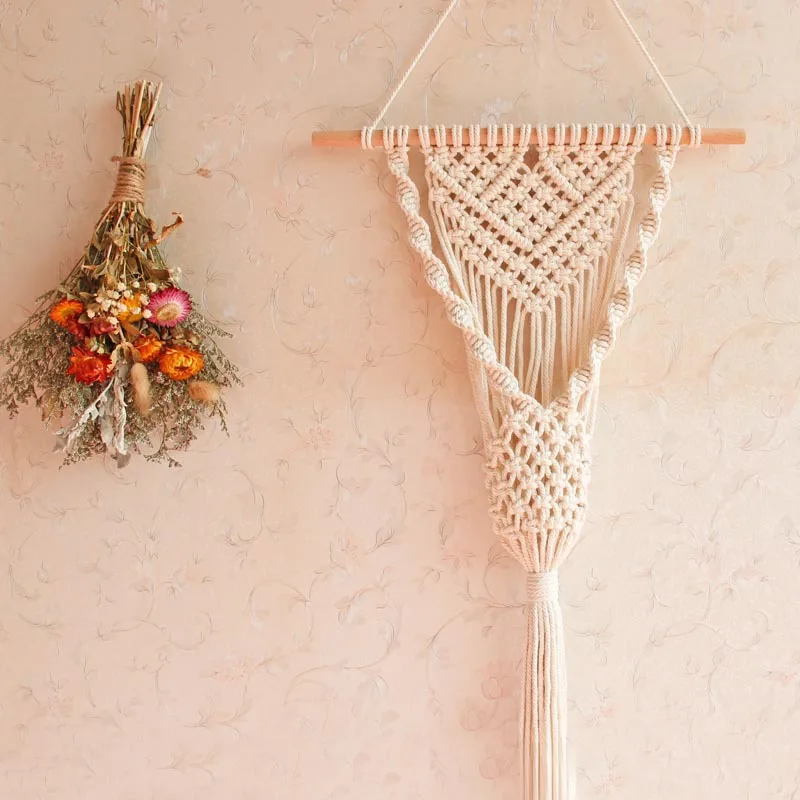 Макраме DIY гобелены ручной работы сухих цветов в стиле Бохо настенная подвесная