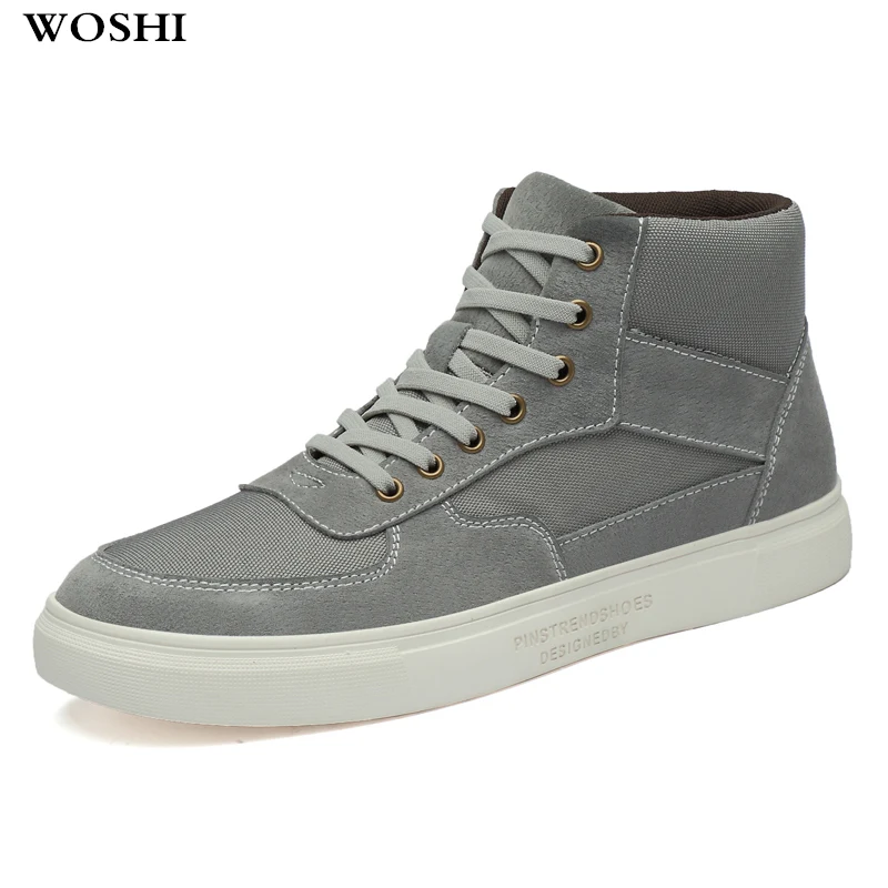 Ботильоны мужские зимние замшевые кожаные ботинки для мужчин на шнуровке