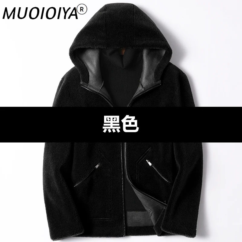 

MUOIOYIA Real Fur Coat Men Clothes 2022 100% Wool Mens Jacket Winter Sheep Shearling Hooded Plus Size Coats Men YFN9105 KJ4959