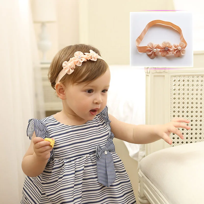 Модная повязка на голову для маленьких девочек из мягкой пряжи с цветами и