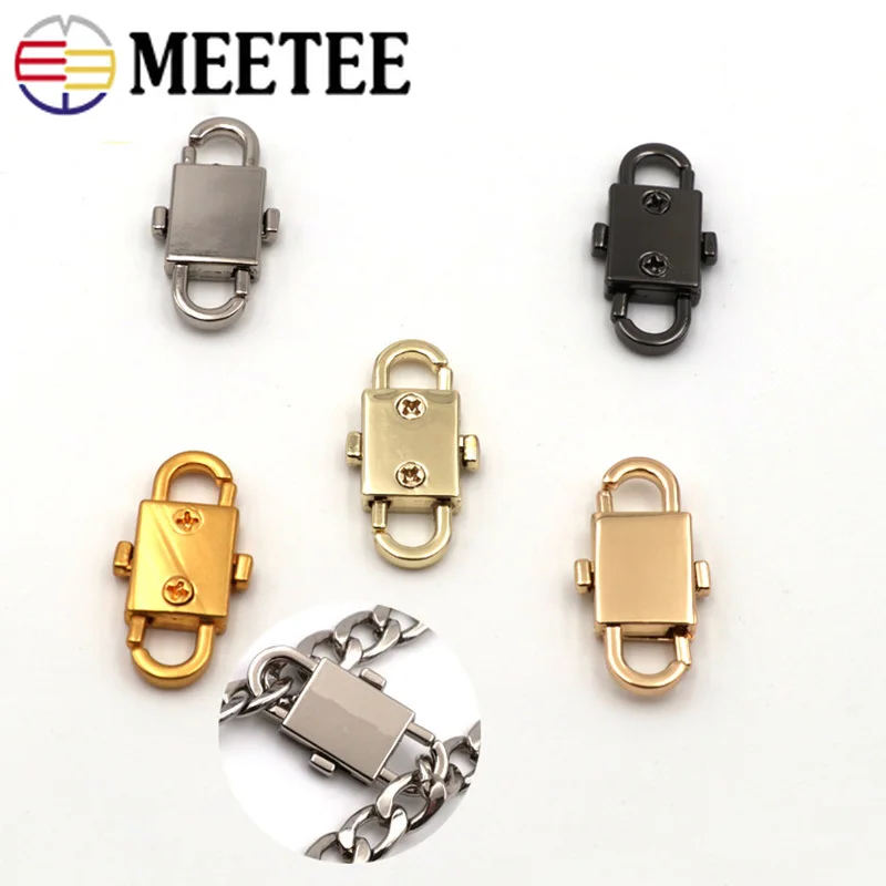 Meetee 2/5 шт., 12X32 мм Металлические цепи пряжки для регулировки сумки цепи Изменение Длина крюк DIY брелок повесить оснастки пряжкой аксессуар BF458
