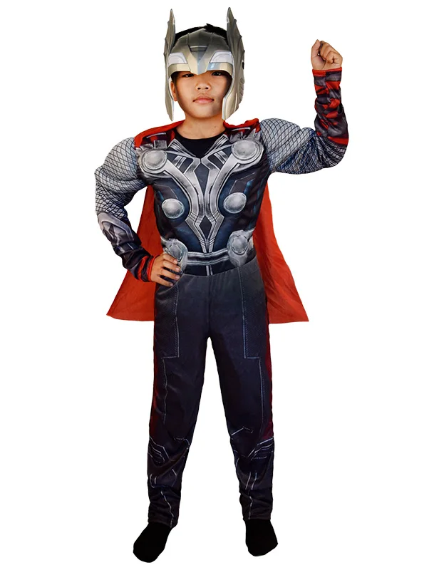 Hero Kids Muscle Thor Spider Cosplay Costumes Clothes Harmmer Stormbreaker Launcher Halloween Costumes Gift