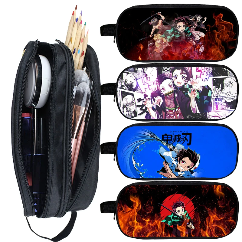 

Demon Slayer Kimetsu No Yaiba Cosmetic Cases Ziper Pouch 3D Japan Anime Pencil Case Teenager Makeup Box Storage Cosmetic Bag