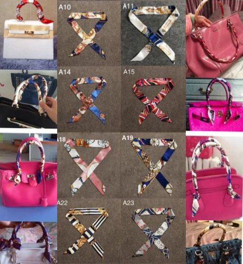 

New Printed Twill Scarf Fashion Tight Silk Fabric Handle Bag Ribbon Multifunctional For Women Head Scarf Small Long Scarves