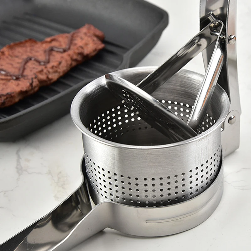 

Potato Masher Stainless Steel Potato Ricer Puree Masher Fruit Press Juicer Crusher Squeeze Kitchen Tools Potats Masher