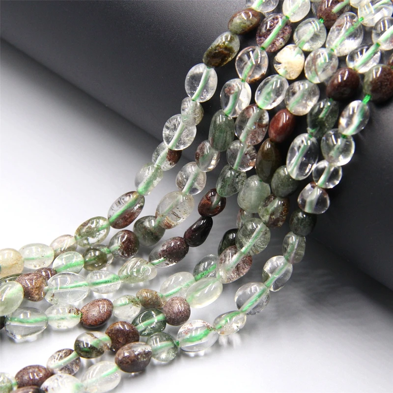 Бусины кварцевые асимметричной формы зеленые фантомные бусины из драгоценных