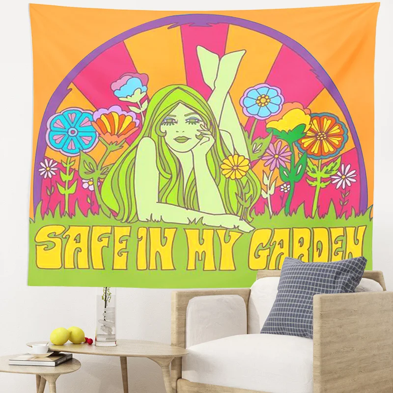 

FFO Vintage Wall Tapestry Hanging Rainbow Decor for Girls Home Bedroom Decoration Vintage Hippie Background Cloth Wall Covering
