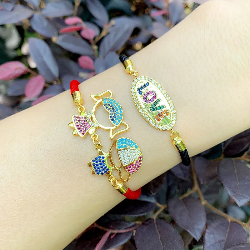 

Gold Love Letter Charm Bracelets For Women Zirconia Boys And Girls Couple Bracelet Statement CZ Rainbow Fashion Jewelry brtc18