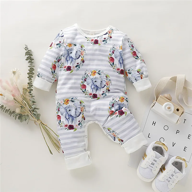Pudcoco Autumn Toddler kids Baby Girl Boy Cotton Fox Print Long Sleeve Romper Jumpsuit One-Piece Casual Outfit Clothes Top | Детская