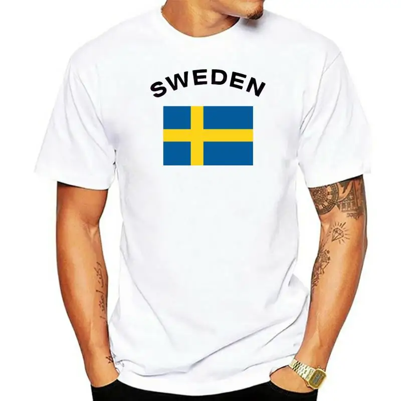 

2020 SWEDEN men Fans Cheer National Flag T Shirts Fashion Ibrahimovic Fans Summer O neck Short Sleeve T shirts for men