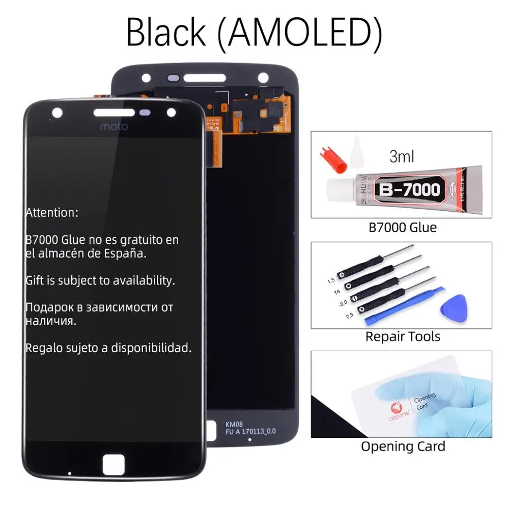 AMOLED Black AMOLED OLED Дисплей для Motorola Moto Z Play LCD XT1635 XT1635-02 в сборе с тачскрином черный белый - Цвет: AMOLED Black