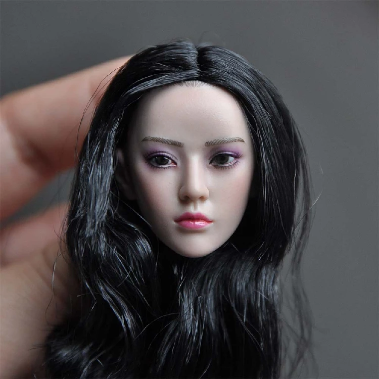 Женская голова в масштабе 1/6 лепка с фиолетовыми тенями для век модель