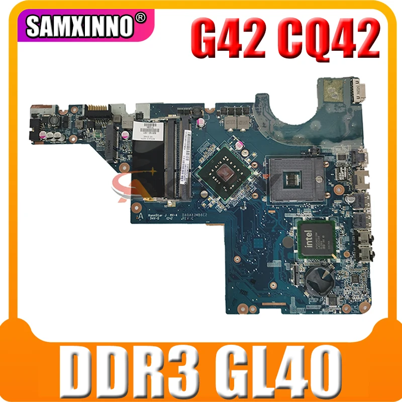 Высокое качество для HP G42 CQ42 G62 CQ62 Материнская плата ноутбука DDR3 GL40 605140-001 DA0AX3MB6C2 100%