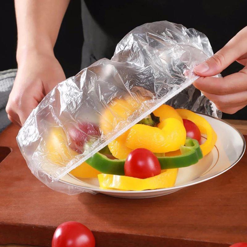 

Disposable Bowl Cover Elastic Food Dust Covers Plastic Wrap Cover Fresh Food Storage Saran Wrap For Refrigerator Kitchen