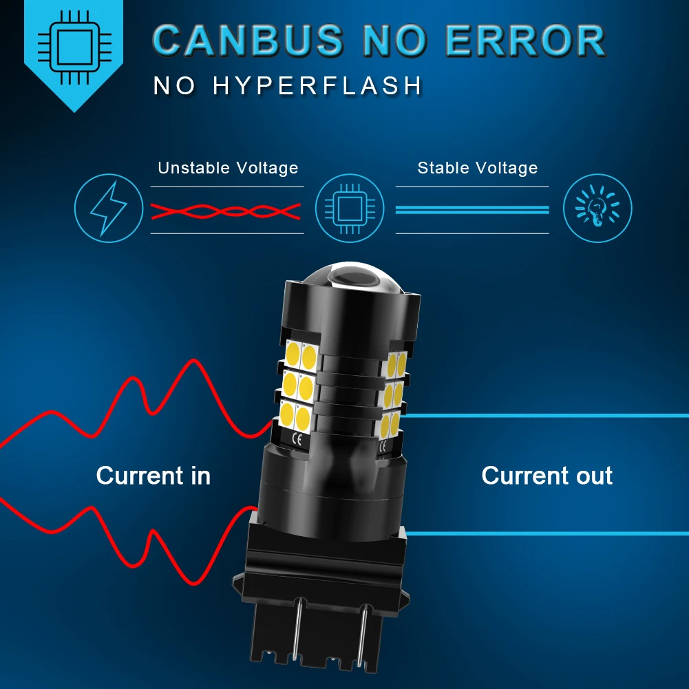 2x P27/7 Вт светодиодный Canbus 3157 3357 P27W T25 лампы для Габаритные огни DRL Для 2011 и