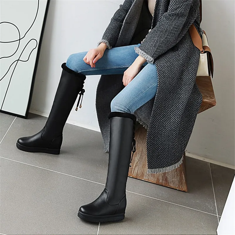 PXELENA плюшевые толстые меховые высокие сапоги для снежной погоды женские зимние