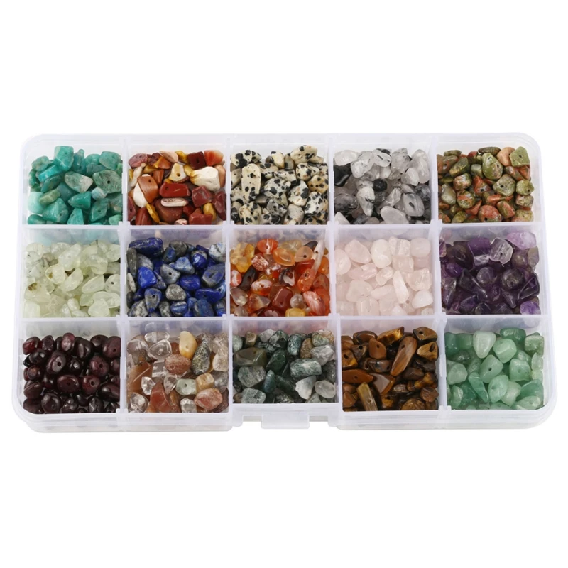 

1 Set Natural Irregular Gemstones Beads Kit with Jump Rings Ear Hooks Scissors Lobster Clasps for DIY Jewelry Making