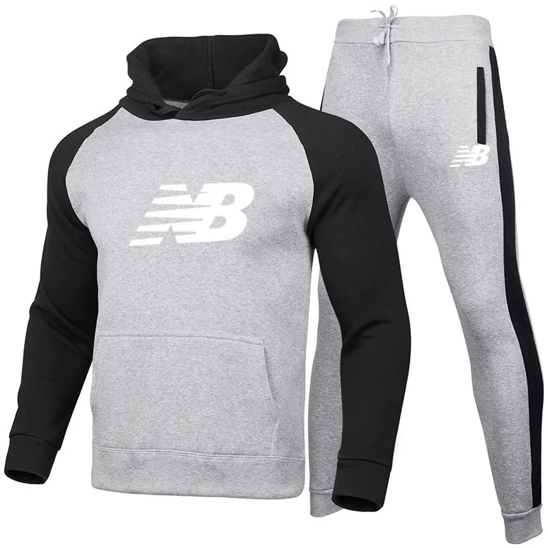 

Brand Men fashion Set Pocket HoodiesN+BPants Sets Tracksuit Mens Casual Fit Sportswear Male Sweatshirts Jogging Tracksuits Suit