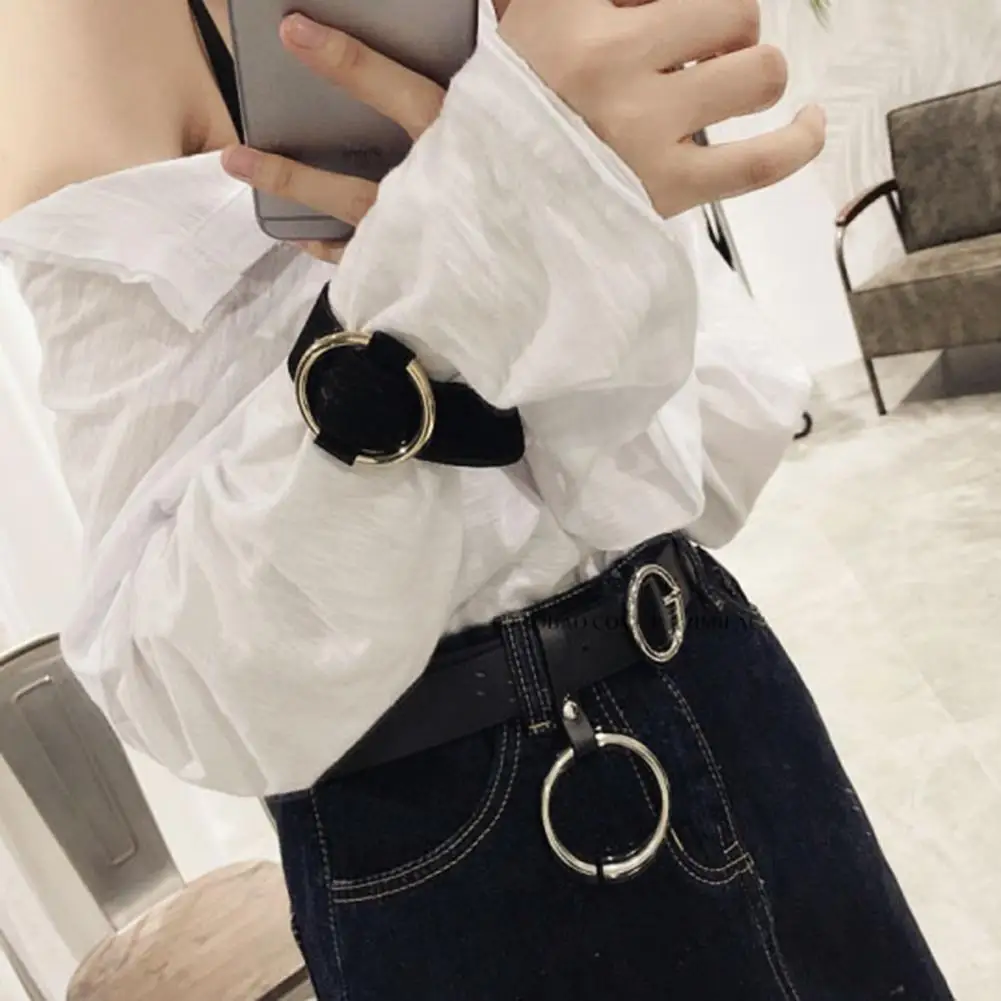 

Fashion Women Faux Leather Heart Accessory Adjustable Buckle Belt Waistband Cute White Golden Heart-shaped Punk Fashion Belts