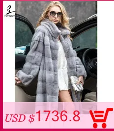 FURSARCAR новая зимняя темно-серая шуба из настоящей норки для женщин, шуба с воротником-стойкой, Женская Роскошная Шуба из норки