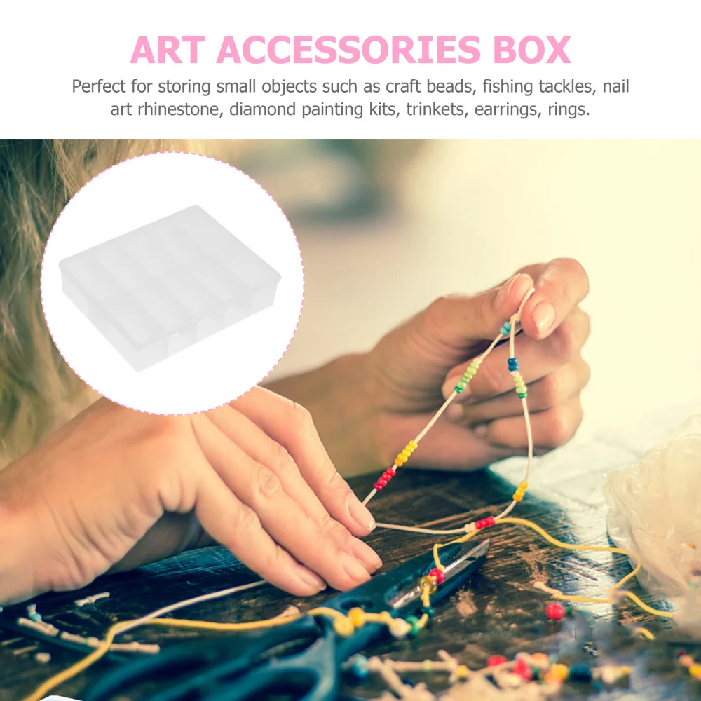 

6pcs Nail Tips Box 10-Grid Nail Case Organizer Box With Lid for Crystal