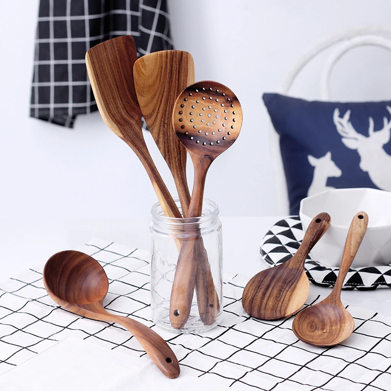 Ложка для супа из натурального дерева в японском стиле Антискользящая ложка риса