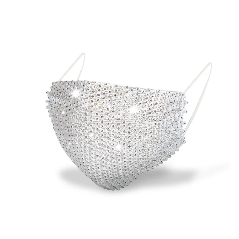 Mascarilla el&aacute;stica reutilizable con diamantes de imitaci&oacute;n para fiesta, m&aacute;scara de decoraci&oacute;n Facial, a la moda, Sexy, regalo de joyer&iacute;a-2