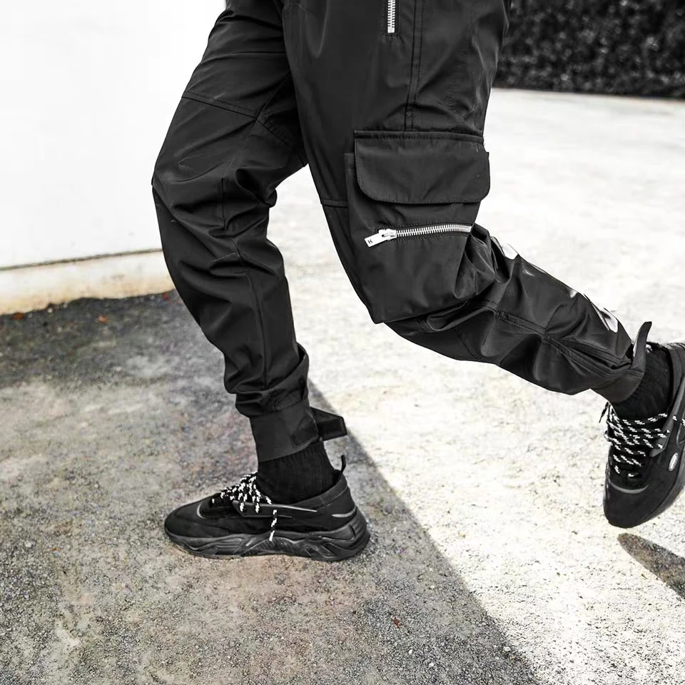 

New Represent Men Multi-pocket Cargo Pants Velcro Leggings Trousers Drawstring All-match High Street Black Casual Pants