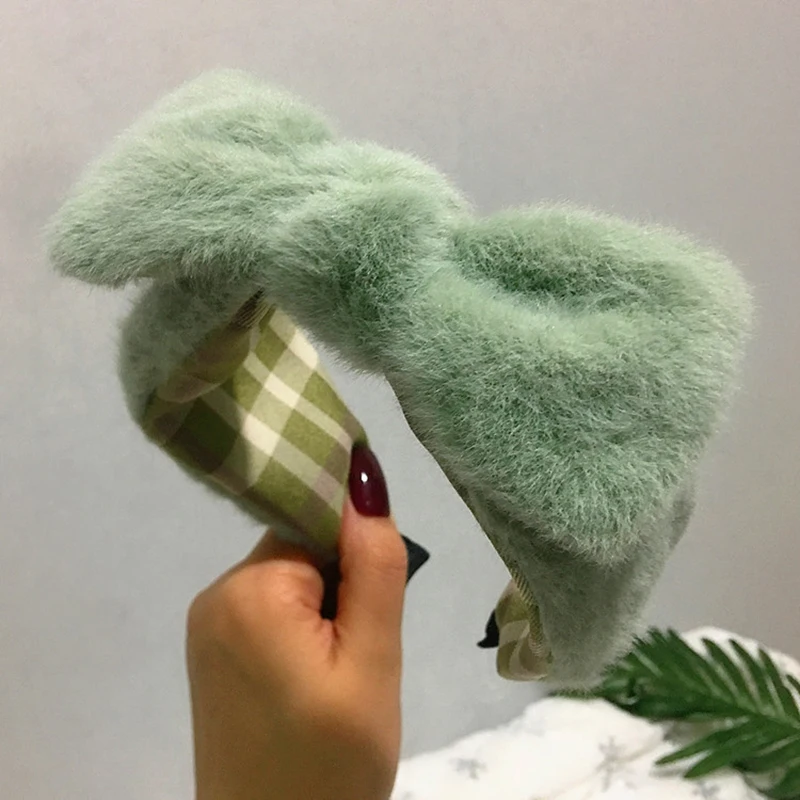Модная Толстая плюшевая повязка на голову Зимняя женская Меховая из овечьей