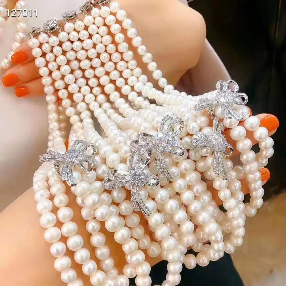 

Women's jewelry 8-9mm 50-55cm micro inlaid zircon flower accessories white freshwater pearl necklace