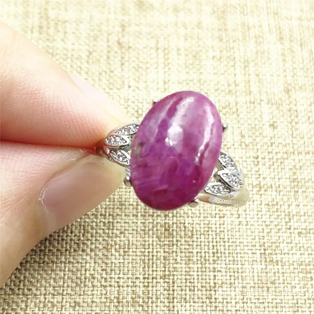 Натуральный красный рубин овал драгоценного камня регулируемое кольцо Кристалл