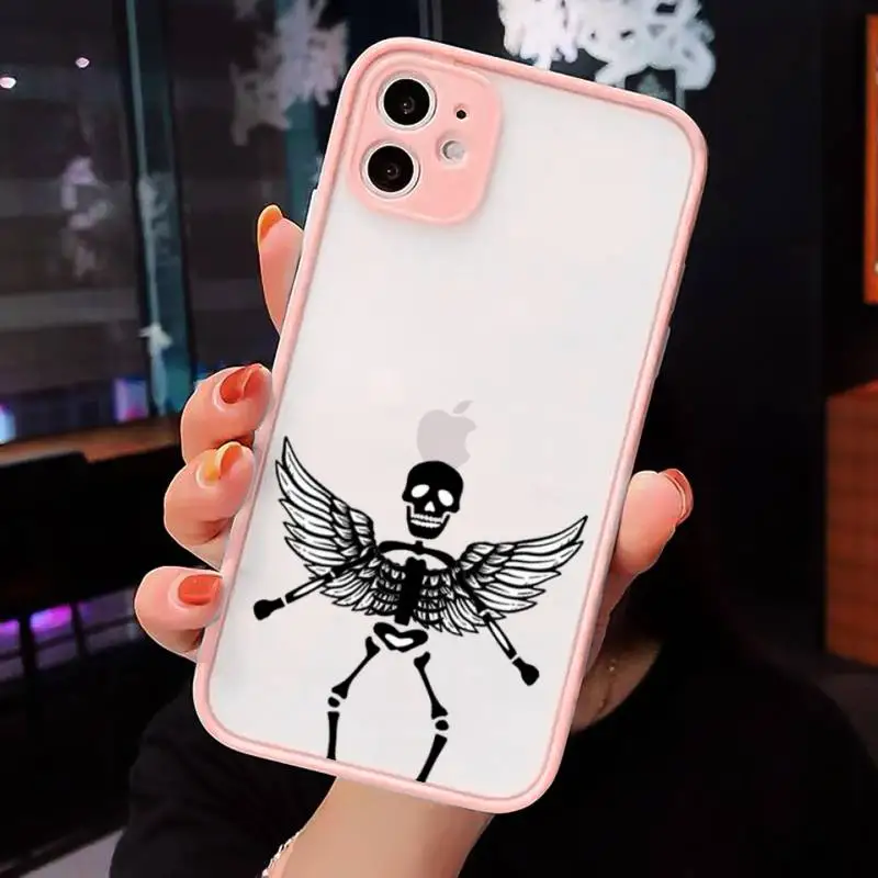 

Interesting aesthetic skull design Phone Case Matte Transparent for iPhone 7 8 11 12 s mini pro X XS XR MAX Plus cover funda