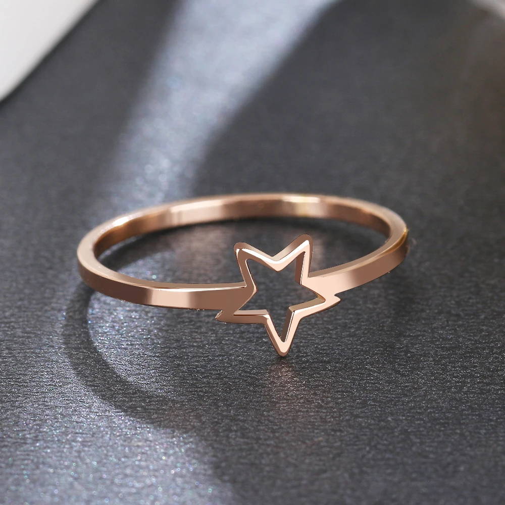 Кольца DOTIFI из нержавеющей стали 316L для женщин полая пентаграмма роза