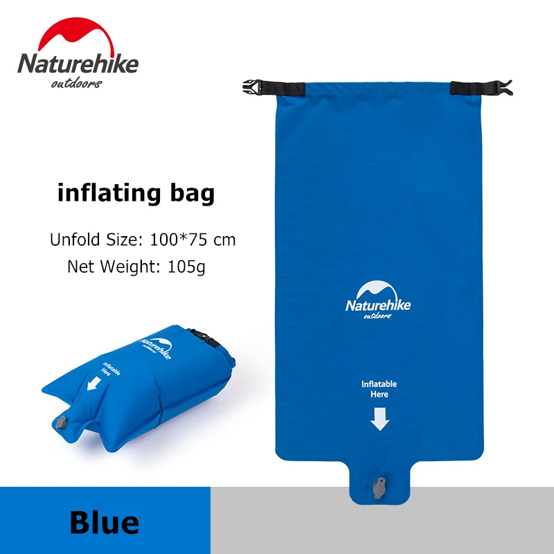 Blue - inflating bag Naturehike сверхлегкий складной водонепроницаемый портативный одиночный надувной кемпинг надувной матрас спальный коврик альпинизмом спальный коврик - Цвет: Blue - inflating bag