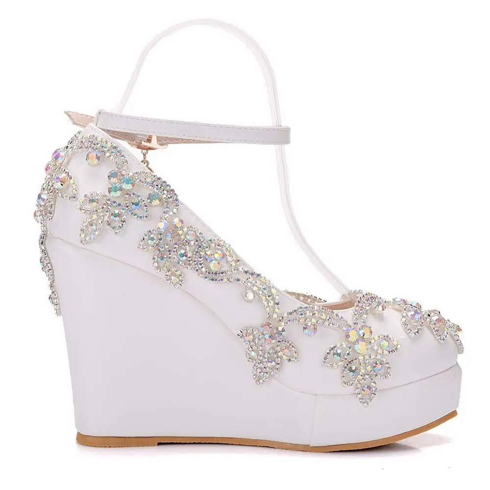 Туфли лодочки Стразы с кристаллами высокий каблук 10 см Свадебная обувь для