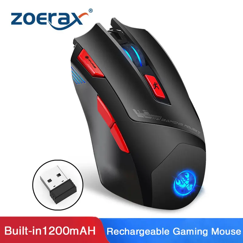 Беспроводная игровая мышь ZoeRax 6000 DPI RGB с 7 программируемыми кнопками встроенная