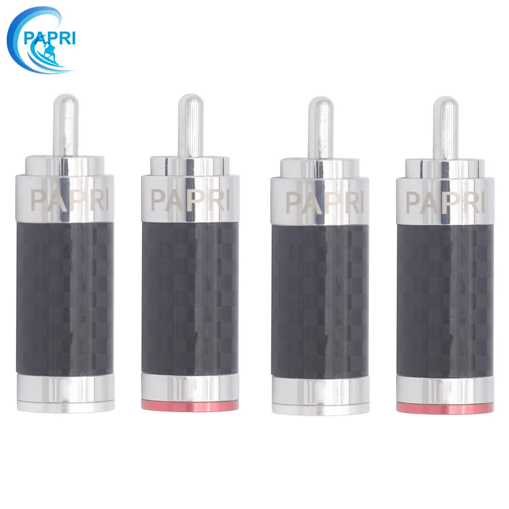 

PAPRI CF-126R Carbon Fibre Tellurium Copper Rhodium Plated Connector DIY RCA Plug HiFi Repair Speaker Jack For Audio Amplifier