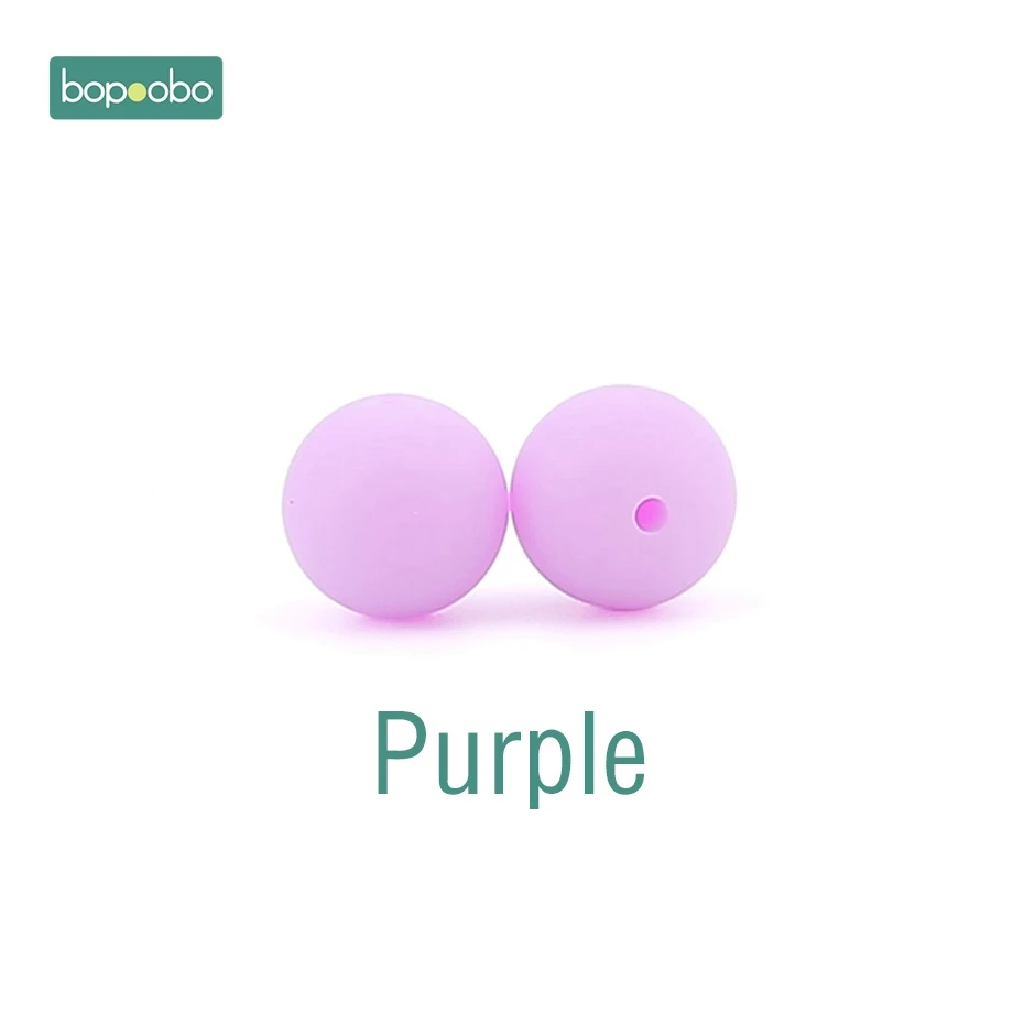 Purple Bopoobo 100 шт Детские принадлежности для кормления Силиконовые Бусины Пищевой Прорезыватель DIY Ювелирный Браслет Детская Игрушка прорезыватель 15 мм - Цвет: Purple
