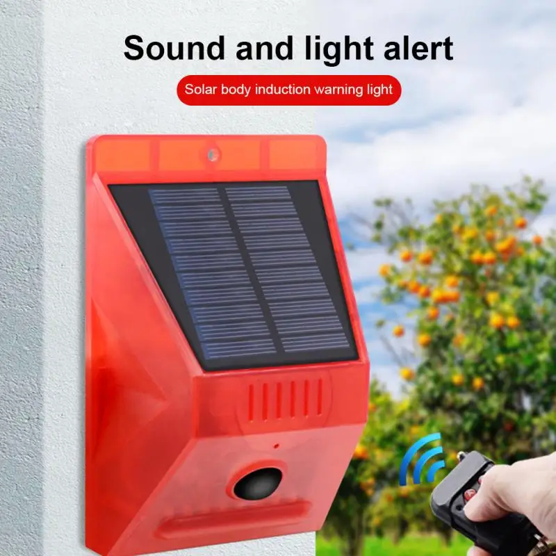 

Звуковая сигнализация на солнечной батарее Предупреждение сигнализация с датчиком движения, децибел, сирена, стробоскоп, охранная сигнали...