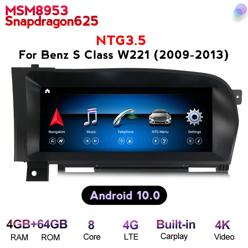 Встроенный Carplay 4G LTE автомобильный DVD мультимедийный стерео для Mercedes BENZ S-Class W221 W216