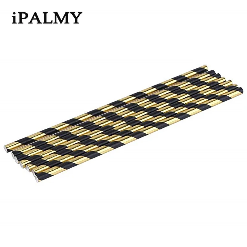 Ipalmay 200 шт. экологически чистые биоразлагаемые полосатые соломинки черная