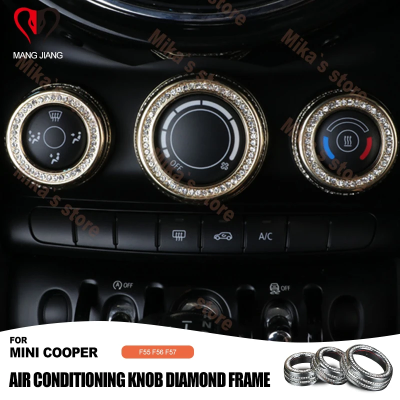 

Car Air Conditioning Knob Diamond Frame Cover Stickers Interior Details For MINI COOPER JCW One S F55 F56 F57 Auto Accessories