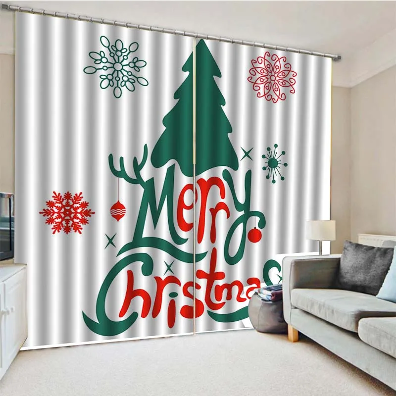 

Christmas Decorations for Home Blackout 3D Window Curtains For Living Room Bedroom Drapes cortinas Rideaux Customized size
