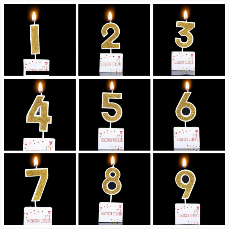 1 шт. золотистые красные цифры свечи для торта капкейков детей день рождения| |