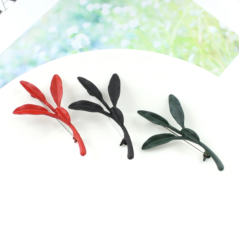 Креативные Броши с изображением растений шалфея зеленого красного черного