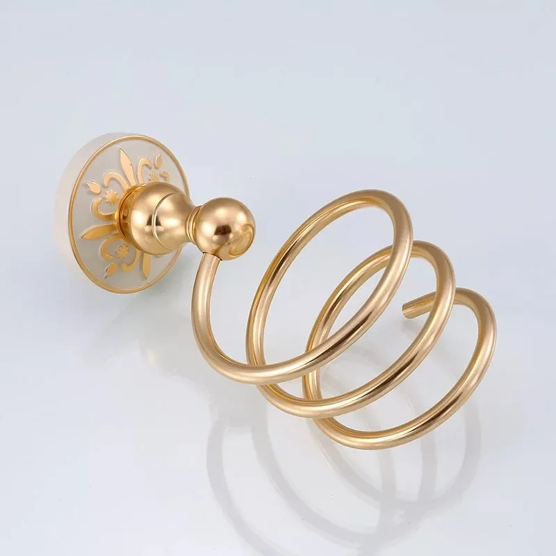 Европейский стиль белый ванная комната Фен держатель твердая латунь Золотая