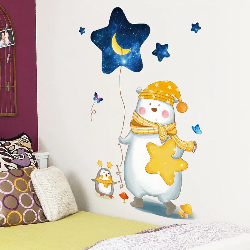 [SHIJUEHEZI] мультипликационный медведь Пингвин Животные наклейки на стену DIY