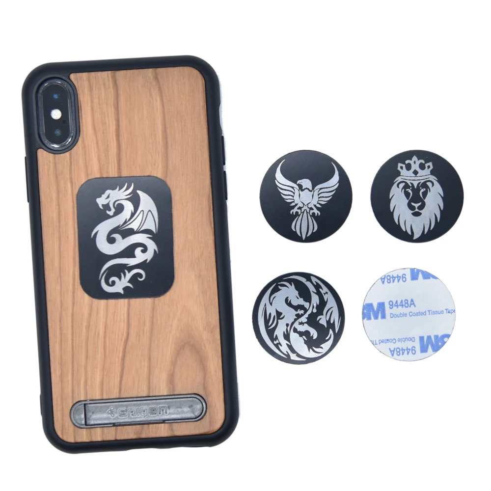 10pcs bulk 40mm large 0 4mm ultra thin laser engraving metal plates for phones magnetic car phone holder metal plate stickers free global shipping