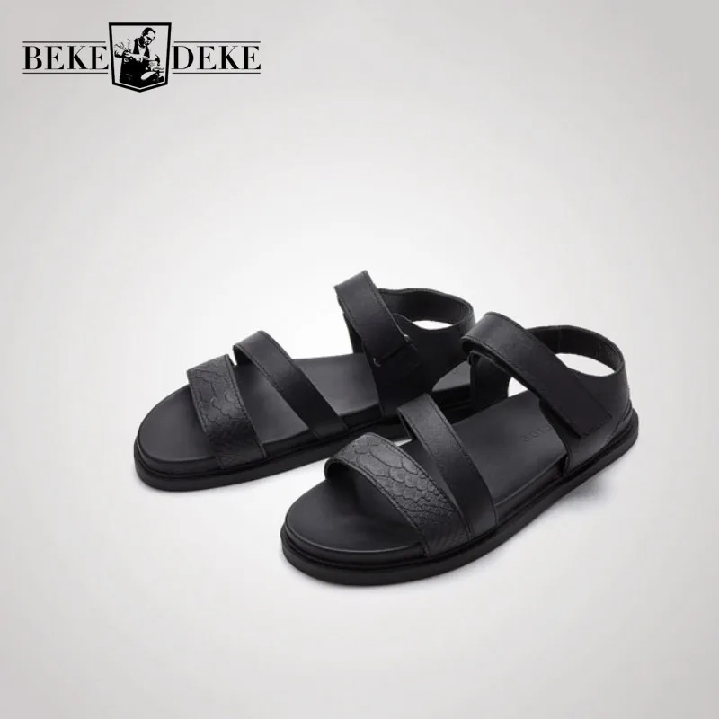 Сандалии мужские из натуральной кожи дышащие кроссовки плоская подошва