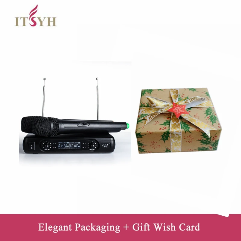 Беспроводной студийный двухканальный микрофон для караоке беспроводной KTV DJ V2